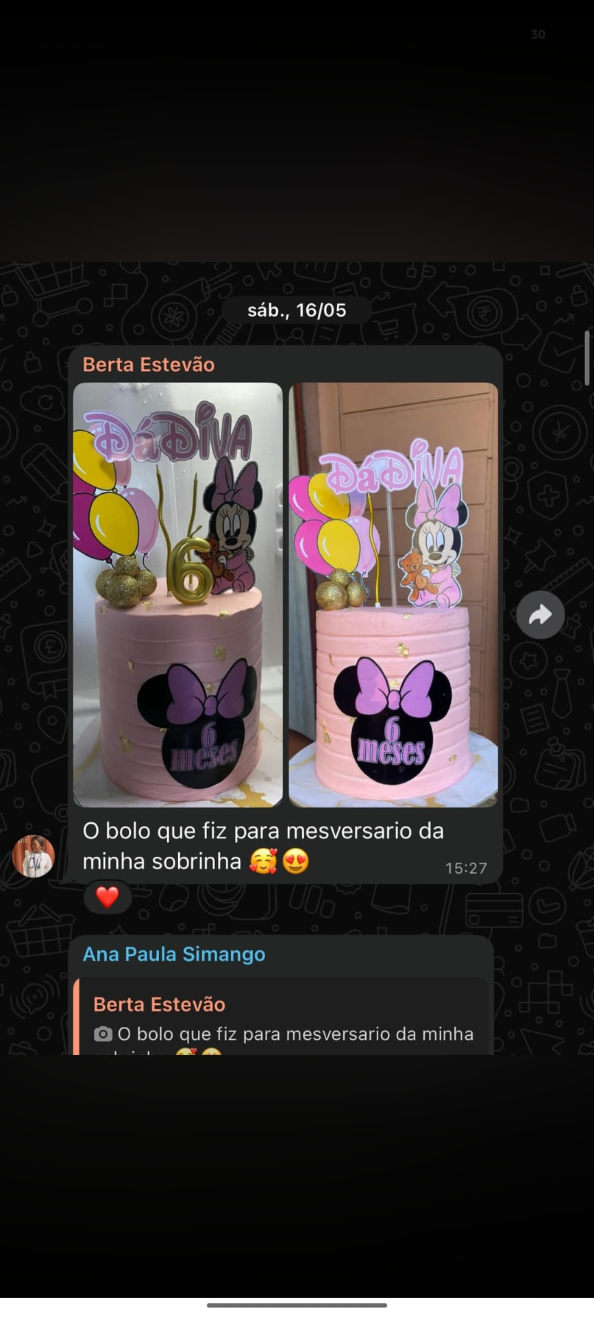 Bolo feito por Berta Estevão
